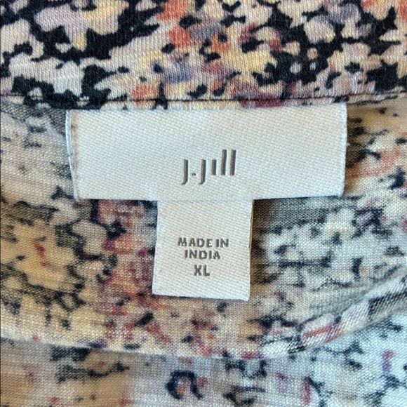 J. JILL Women XL Micro Floral Pintuck 3/4 Sleeve Vneck Knit Tunic Cottagecore - Picture 8 of 11